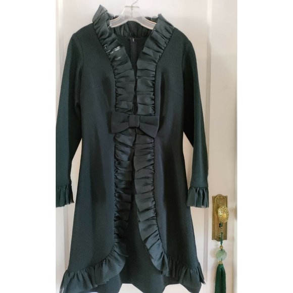 VTG 60-70's Claralura Originals Black Dress Beautiful Accents Collar Ruffle SZ S - Picture 1 of 11